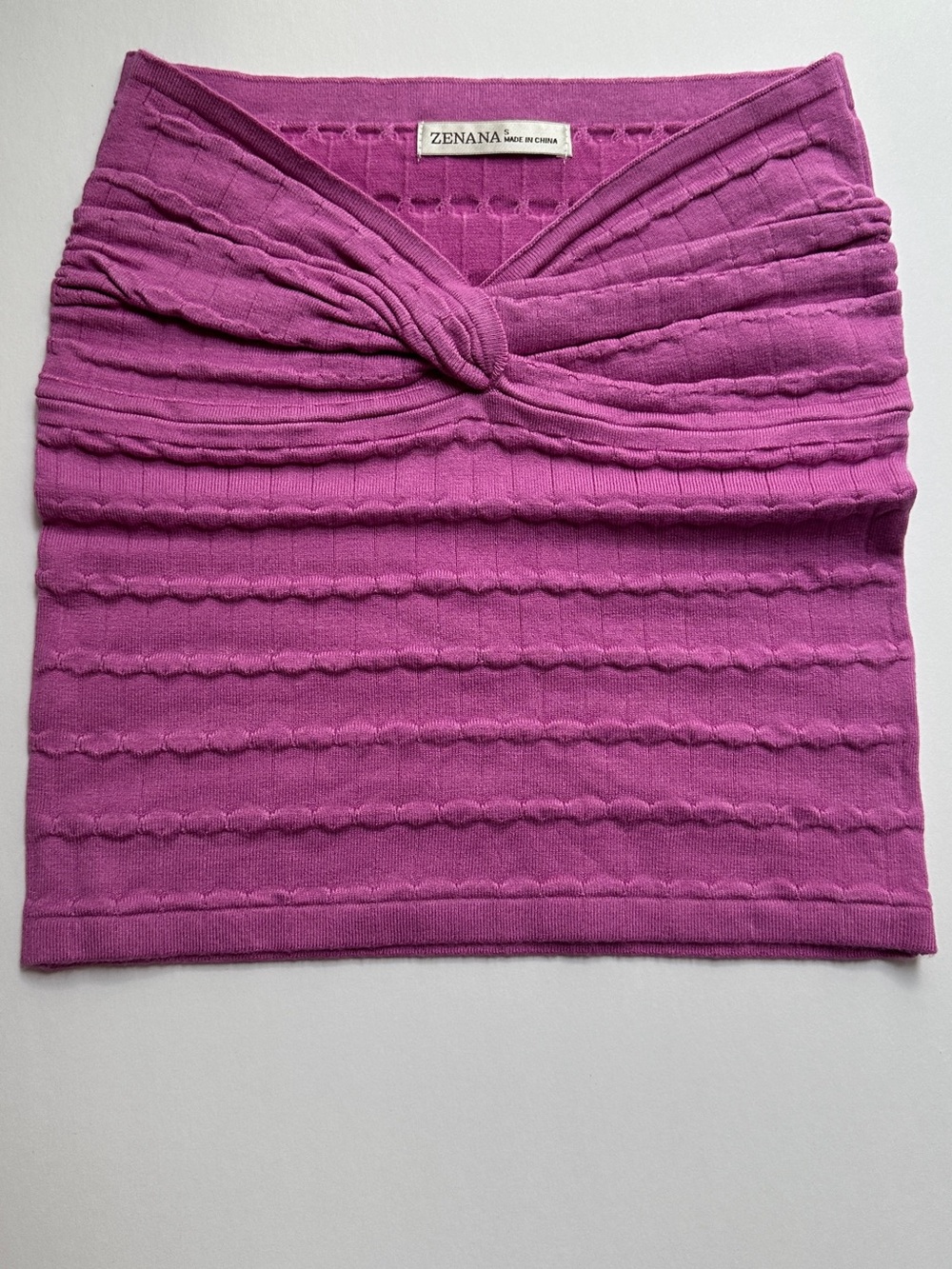 Zenana Textured Twist Front Tube Top Magenta S/M P2P 11 | TW-2507A5